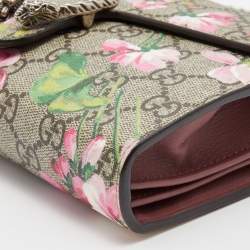 Gucci Multicolor GG Supreme Blooms Canvas and Leather Dionysus Wallet On Chain
