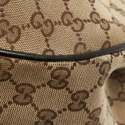 Pre Owned Gucci Beige/Black GG Canvas and Leather Medium Sukey Hobo