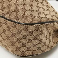 Pre Owned Gucci Beige/Black GG Canvas and Leather Medium Sukey Hobo