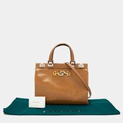 Pre Owned Gucci Light Brown Python Leather Medium Zumi Tote