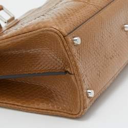 Pre Owned Gucci Light Brown Python Leather Medium Zumi Tote