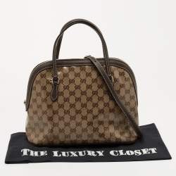 Gucci Beige/Brown GG Crystal Canvas and Leather Medium Dome Bag