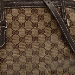 Gucci Beige/Brown GG Crystal Canvas and Leather Medium Dome Bag