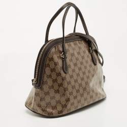 Gucci Beige/Brown GG Crystal Canvas and Leather Medium Dome Bag