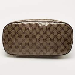 Gucci Beige/Brown GG Crystal Canvas and Leather Medium Dome Bag