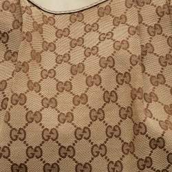 Pre Owned Gucci Beige GG Canvas and Leather Medium Sukey Tote