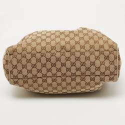 Pre Owned Gucci Beige GG Canvas and Leather Medium Sukey Tote