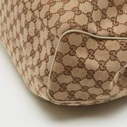 Pre Owned Gucci Beige GG Canvas and Leather Medium Sukey Tote