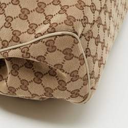 Pre Owned Gucci Beige GG Canvas and Leather Medium Sukey Tote