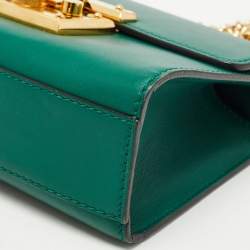 Pre Owned Gucci Green Leather Small Padlock Shoulder Bag