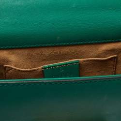 Pre Owned Gucci Green Leather Small Padlock Shoulder Bag