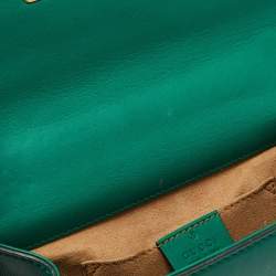 Pre Owned Gucci Green Leather Small Padlock Shoulder Bag