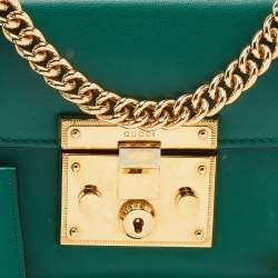 Pre Owned Gucci Green Leather Small Padlock Shoulder Bag