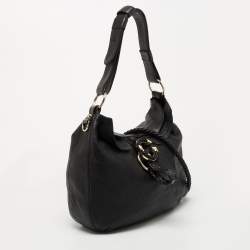 Pre Owned Gucci Black Leather and Crocodile Medium G Wave Hobo