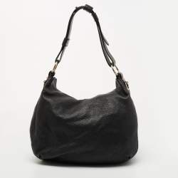 Pre Owned Gucci Black Leather and Crocodile Medium G Wave Hobo