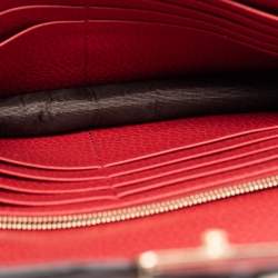 Pre Owned Gucci Red Leather Interlocking G Flap Chain Clutch 