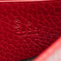 Pre Owned Gucci Red Leather Interlocking G Flap Chain Clutch 