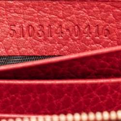 Pre Owned Gucci Red Leather Interlocking G Flap Chain Clutch 