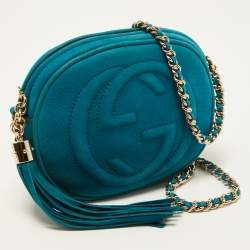 Pre Owned حقيبة كروس غوتشي سوهو ديسكو جلد زرقاء  بسلسلة