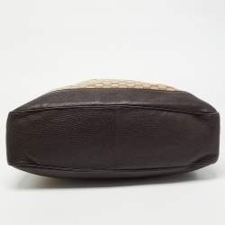 Pre Owned حقيبة كتف غوتشي بامبو جلد وكانفاس جي جي بيج/عاجي