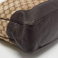 Pre Owned حقيبة كتف غوتشي بامبو جلد وكانفاس جي جي بيج/عاجي