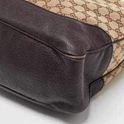 Pre Owned حقيبة كتف غوتشي بامبو جلد وكانفاس جي جي بيج/عاجي