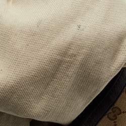 Pre Owned حقيبة كتف غوتشي بامبو جلد وكانفاس جي جي بيج/عاجي