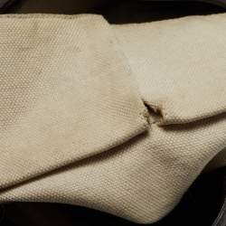 Pre Owned حقيبة كتف غوتشي بامبو جلد وكانفاس جي جي بيج/عاجي