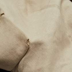 Pre Owned حقيبة كتف غوتشي بامبو جلد وكانفاس جي جي بيج/عاجي