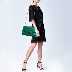 Pre Owned Gucci Green Guccissima Leather Medium Padlock Shoulder Bag