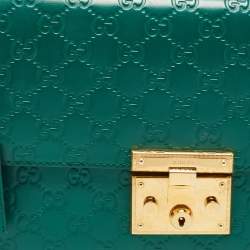 Pre Owned Gucci Green Guccissima Leather Medium Padlock Shoulder Bag