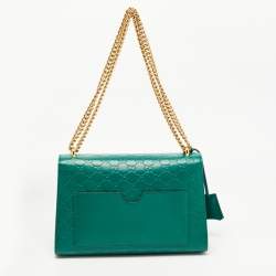 Pre Owned Gucci Green Guccissima Leather Medium Padlock Shoulder Bag