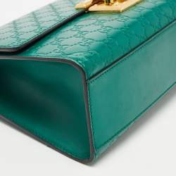 Pre Owned Gucci Green Guccissima Leather Medium Padlock Shoulder Bag
