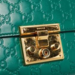 Pre Owned Gucci Green Guccissima Leather Medium Padlock Shoulder Bag