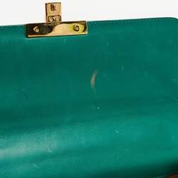 Pre Owned Gucci Green Guccissima Leather Medium Padlock Shoulder Bag