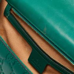Pre Owned Gucci Green Guccissima Leather Medium Padlock Shoulder Bag