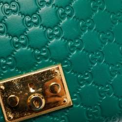 Pre Owned Gucci Green Guccissima Leather Medium Padlock Shoulder Bag