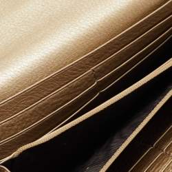 Gucci Metallic Beige Leather Soho Flap Continental Wallet