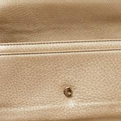 Gucci Metallic Beige Leather Soho Flap Continental Wallet
