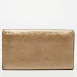 Gucci Metallic Beige Leather Soho Flap Continental Wallet