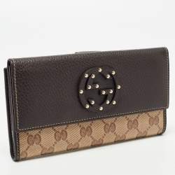 Gucci Beige/Brown GG Crystal Canvas and Leather Flap Continental Wallet