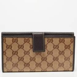 Gucci Beige/Brown GG Crystal Canvas and Leather Flap Continental Wallet
