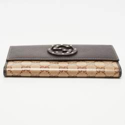 Gucci Beige/Brown GG Crystal Canvas and Leather Flap Continental Wallet