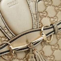 Gucci Metallic Beige Guccissima Leather Medium Emily Shoulder Bag