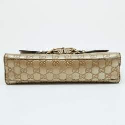 Gucci Metallic Beige Guccissima Leather Medium Emily Shoulder Bag