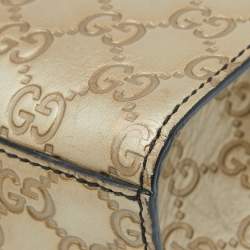 Gucci Metallic Beige Guccissima Leather Medium Emily Shoulder Bag
