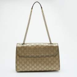 Gucci Metallic Beige Guccissima Leather Medium Emily Shoulder Bag