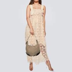 Pre Owned Gucci Beige/Brown GG Canvas and Leather Princy Hobo