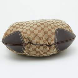 Pre Owned Gucci Beige/Brown GG Canvas and Leather Princy Hobo
