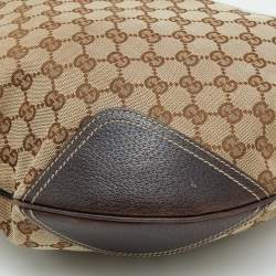 Pre Owned Gucci Beige/Brown GG Canvas and Leather Princy Hobo